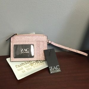 Zac Posen Raspberry Pink Glitter Card Wristlet
